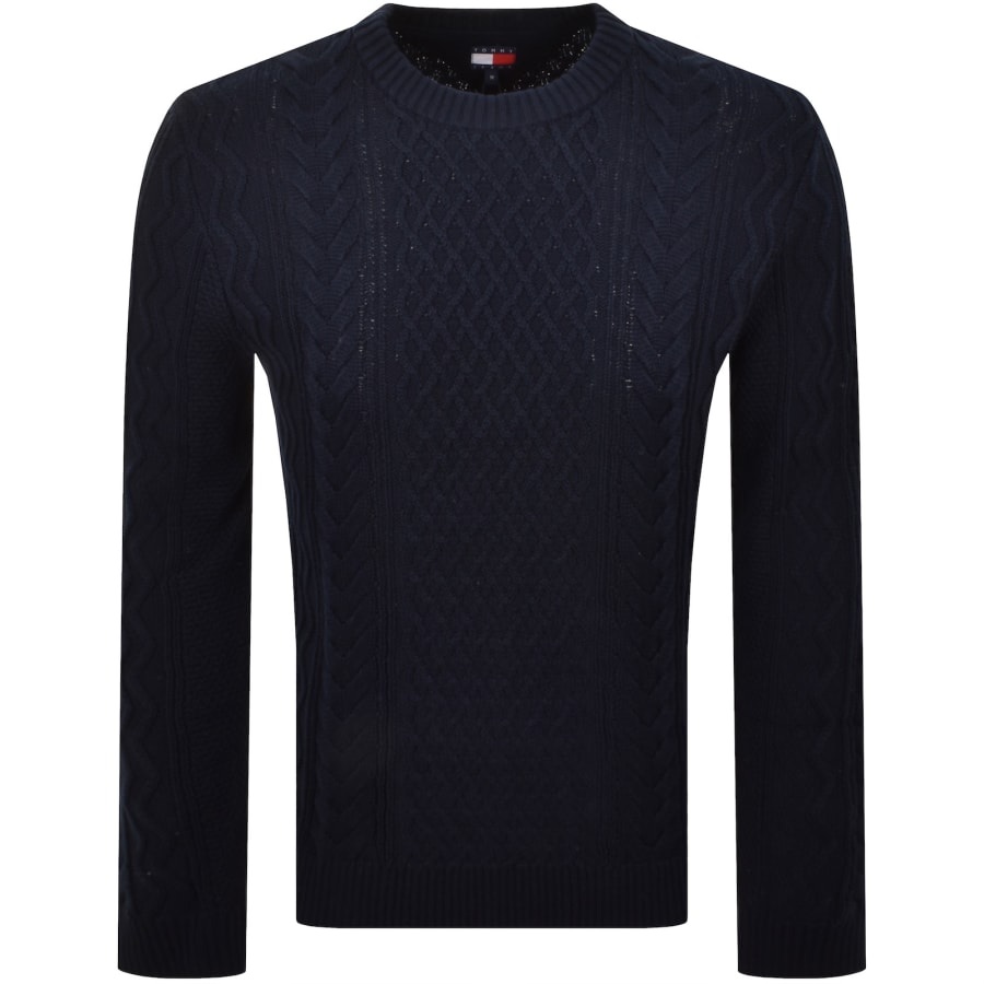 Image number 1 for Tommy Jeans Cable Knit Jumper Navy