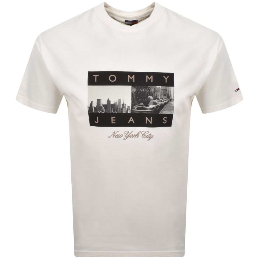 Image number 1 for Tommy Jeans Photo Flag T Shirt Ecru