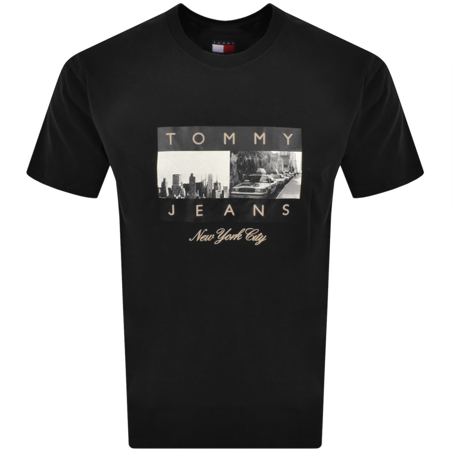 Image number 1 for Tommy Jeans Photo Flag T Shirt Black