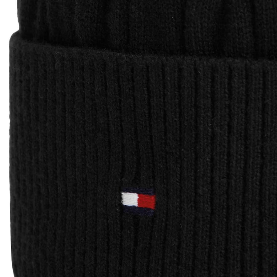 Image number 3 for Tommy Hilfiger Cable Knit Beanie Hat Black