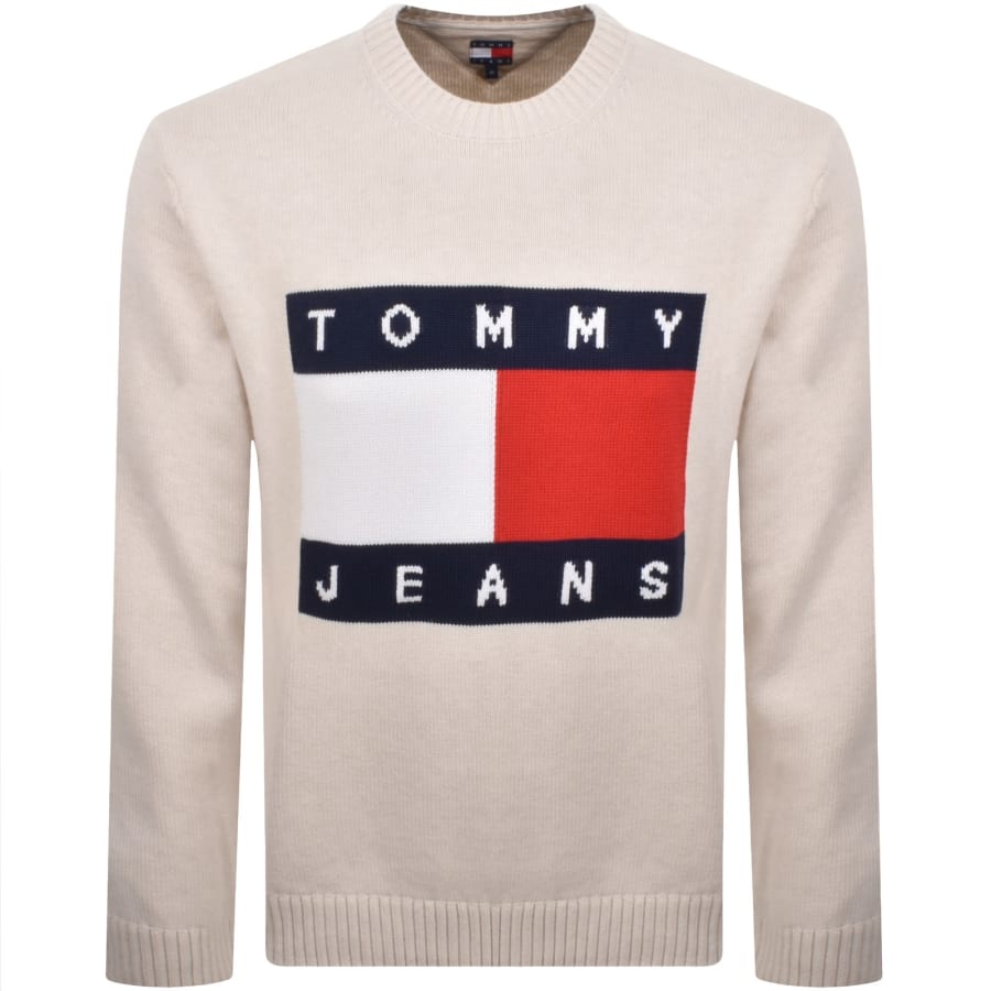 Image number 1 for Tommy Jeans Knit Jumper Cream