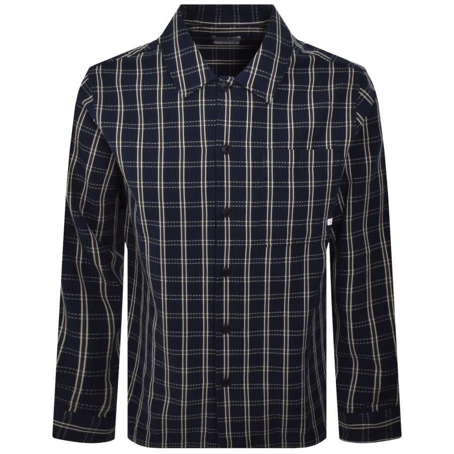 Image number 1 for Farah Wallasey Check Over Shirt Navy