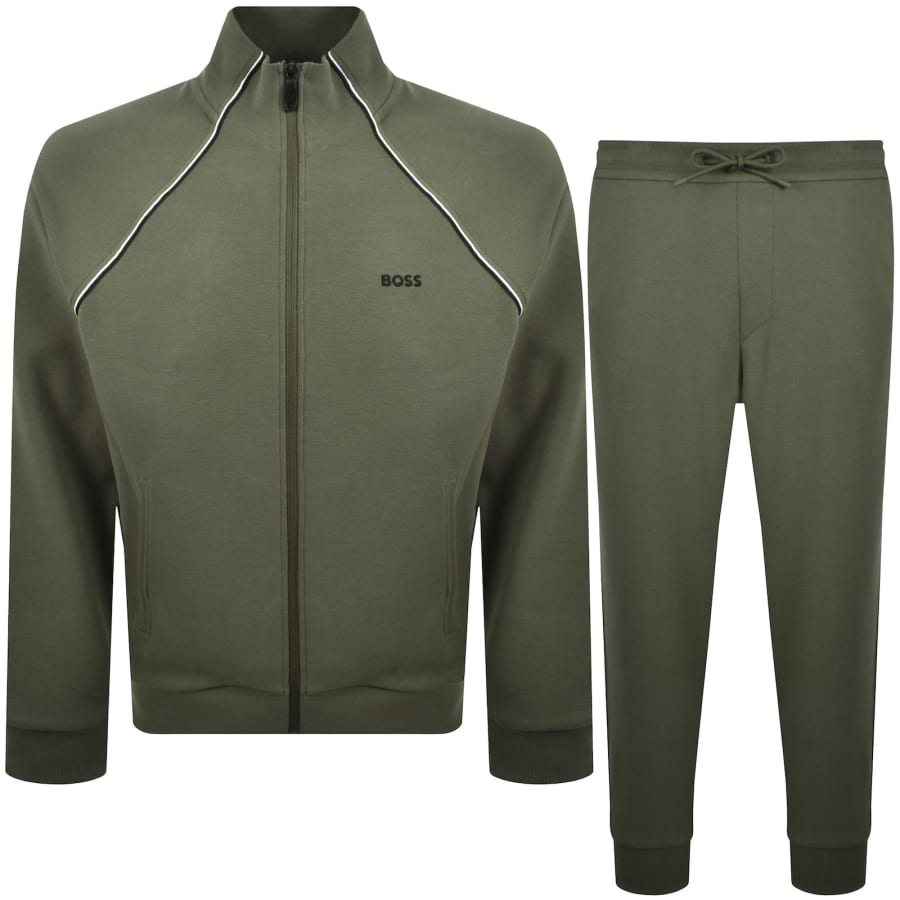Image number 1 for BOSS Contrast Piping Tracksuit Set Green