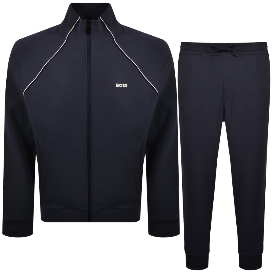 Image number 1 for BOSS Contrast Piping Tracksuit Set Navy