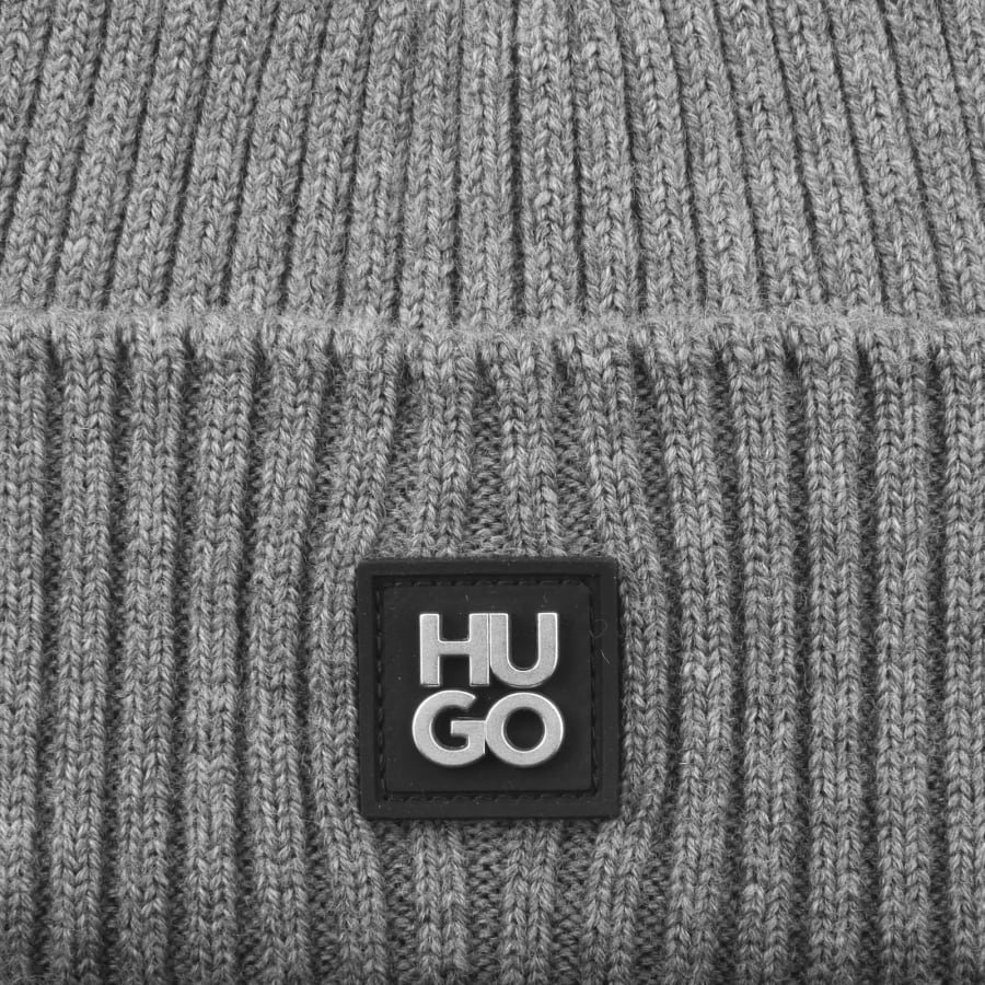 Image number 3 for HUGO Xola Metal Wool Beanie Grey