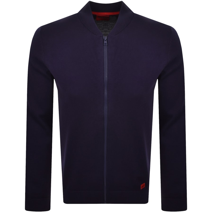 Image number 1 for HUGO San Jacque Full Zip Knit Jumper Navy