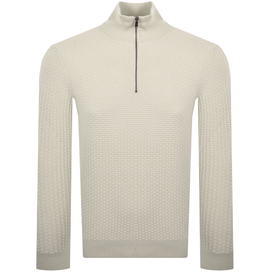 Image number 1 for BOSS Ulicio Half Knit Jumper Cream
