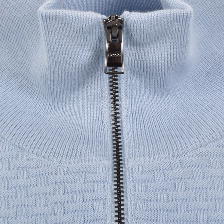 Image number 4 for BOSS Ulicio Half Knit Jumper Light Blue