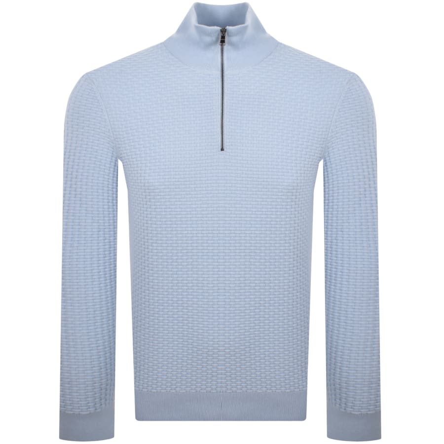 Image number 1 for BOSS Ulicio Half Knit Jumper Light Blue