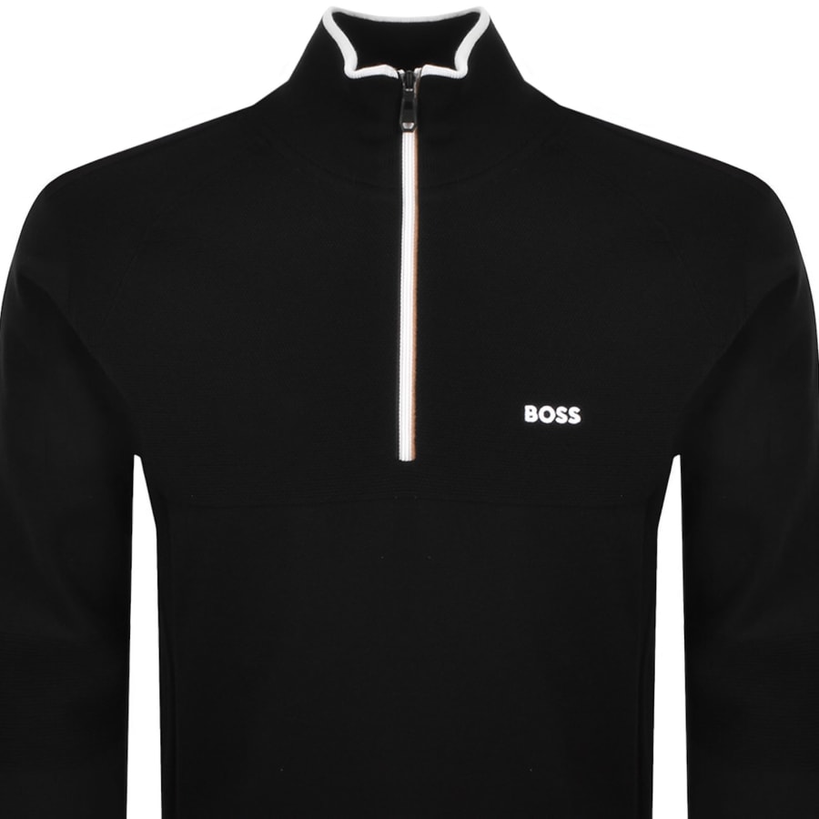 Image number 2 for BOSS Hydro Quarter Zip Knit Jumper Black