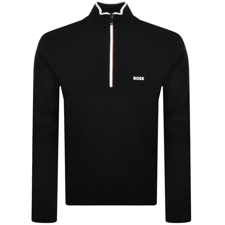 Image number 1 for BOSS Hydro Quarter Zip Knit Jumper Black