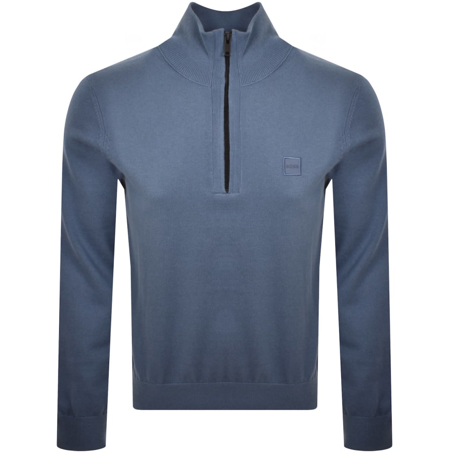 Image number 1 for BOSS Kanobix Quarter Zip Jumper Blue