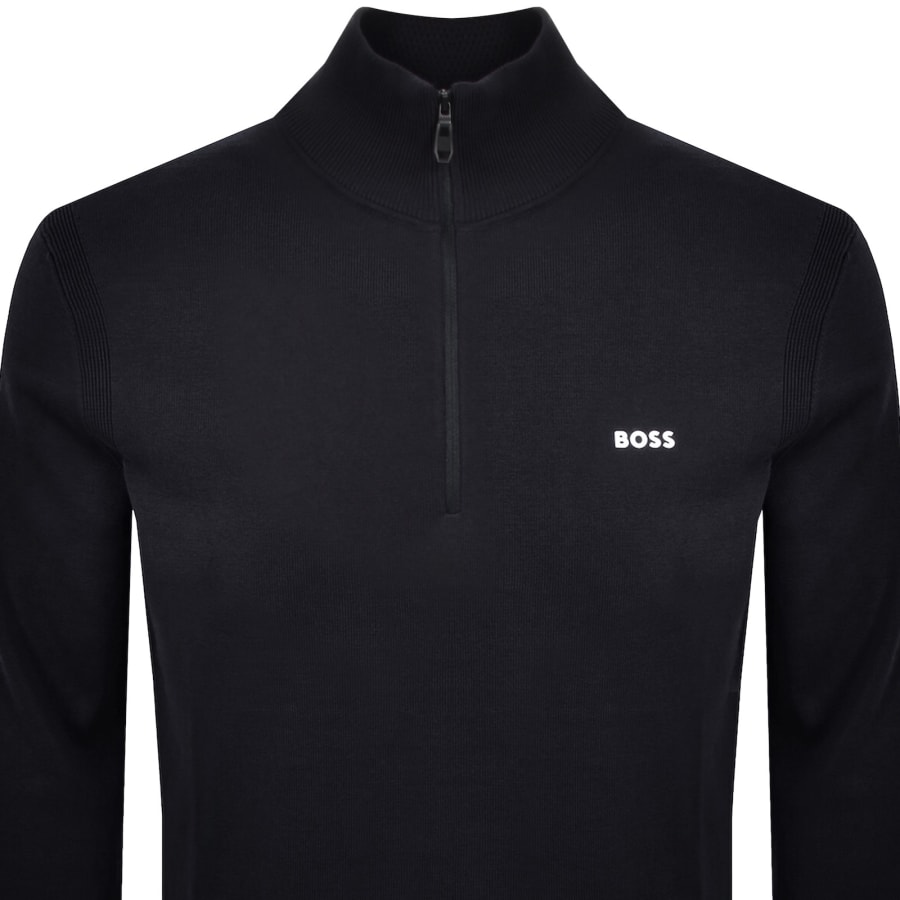 Image number 2 for BOSS Ever X Quarter Zip Jumper Navy