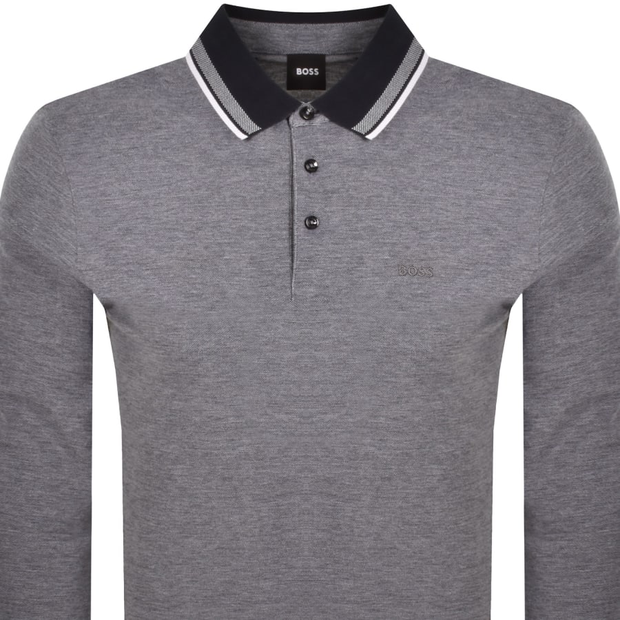Image number 2 for BOSS Pittman Long Sleeved Polo T Shirt Navy