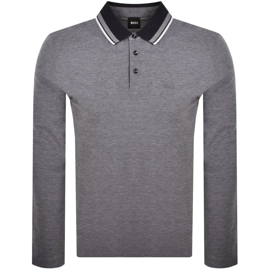 Image number 1 for BOSS Pittman Long Sleeved Polo T Shirt Navy