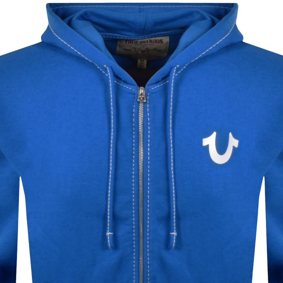 Image number 3 for True Religion Big T Zip Up Hoodie Blue
