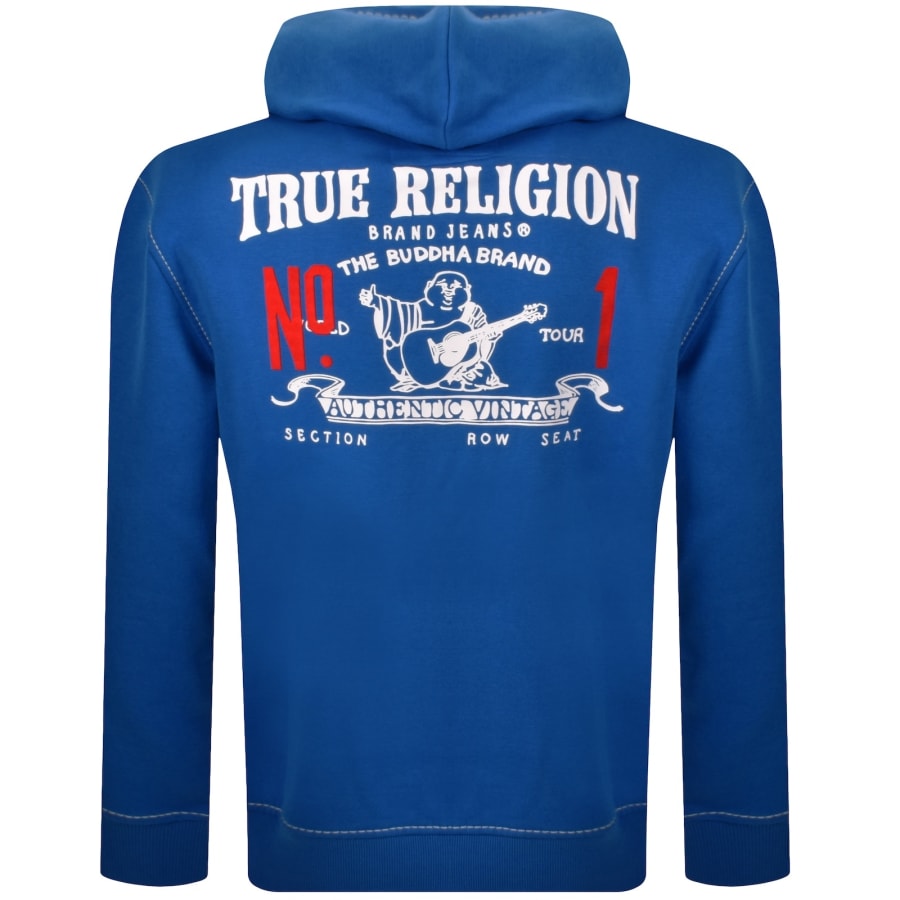 Image number 5 for True Religion Big T Zip Up Hoodie Blue