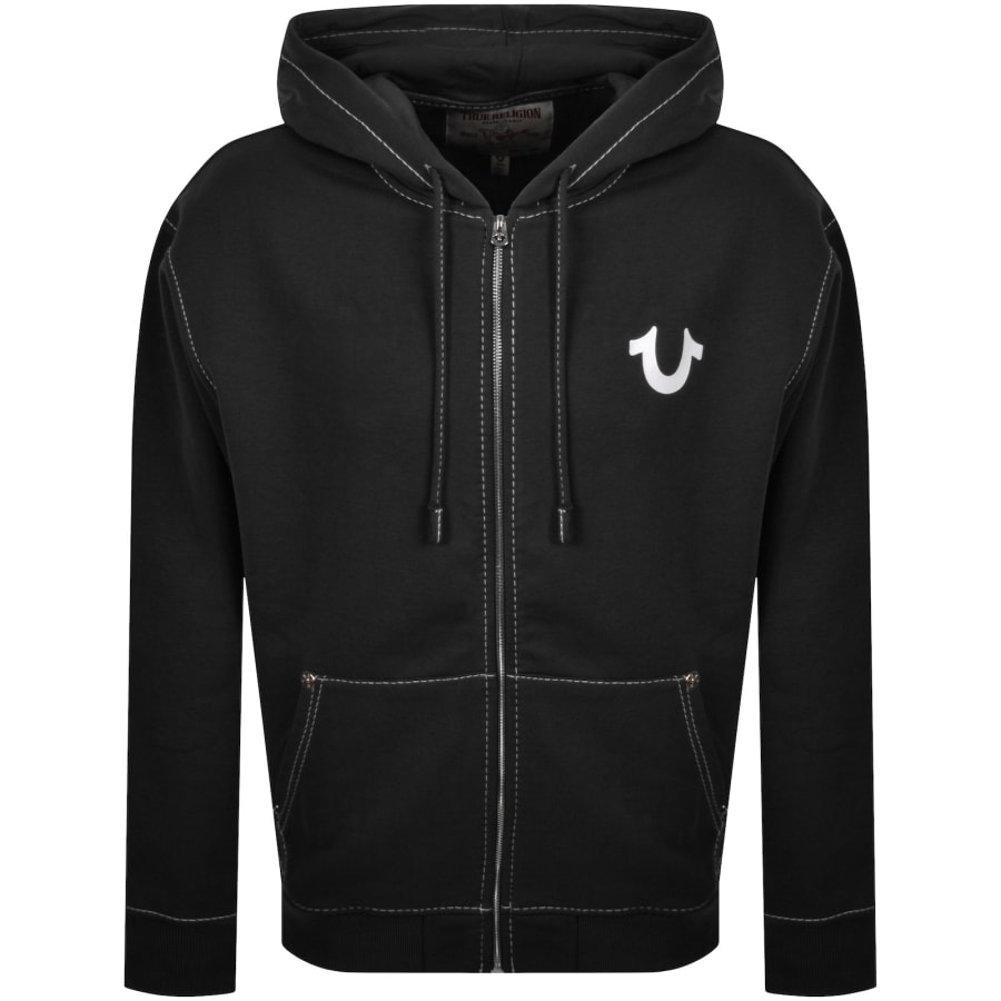 Image number 2 for True Religion Big T Zip Up Hoodie Black