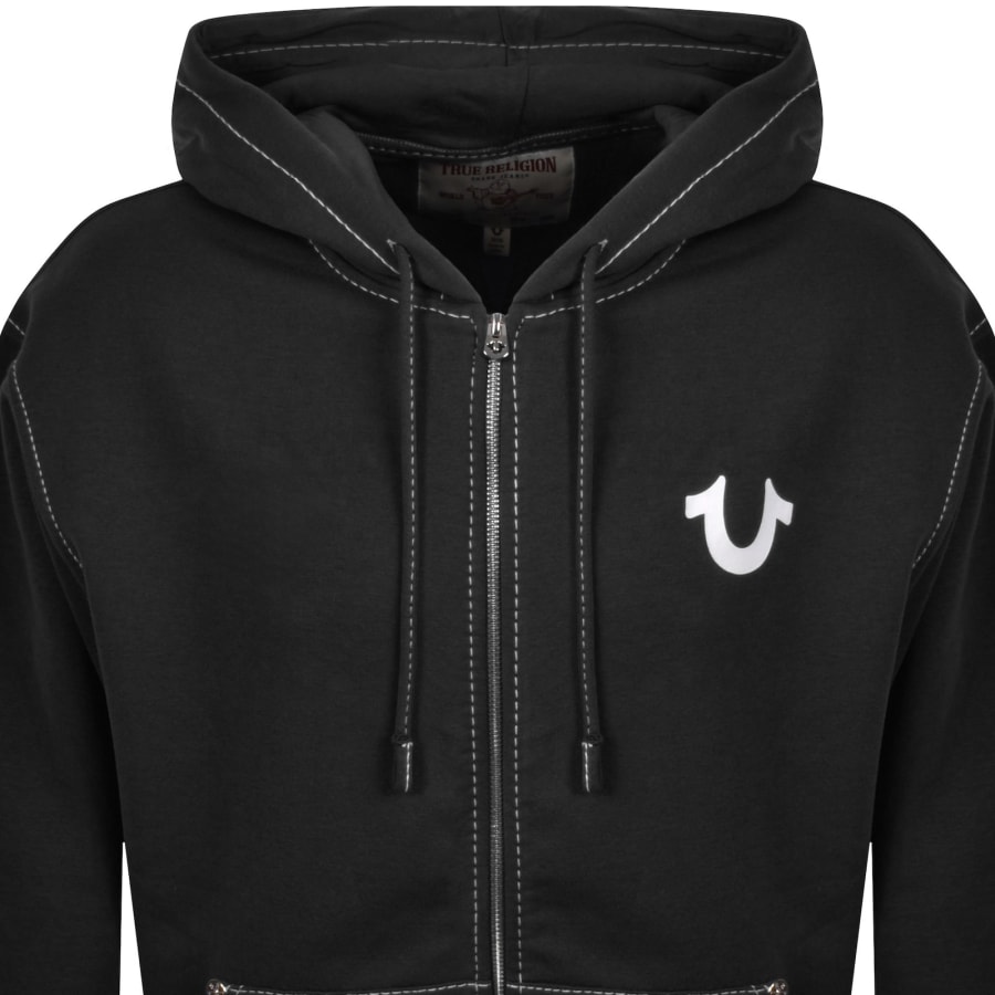 Image number 3 for True Religion Big T Zip Up Hoodie Black
