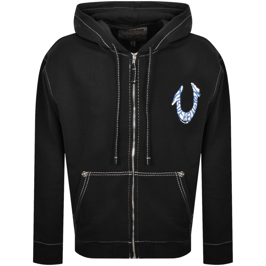 Image number 2 for True Religion Paint Cinched Hoodie Black
