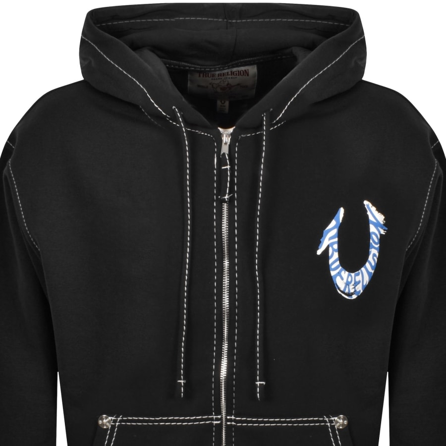 Image number 3 for True Religion Paint Cinched Hoodie Black