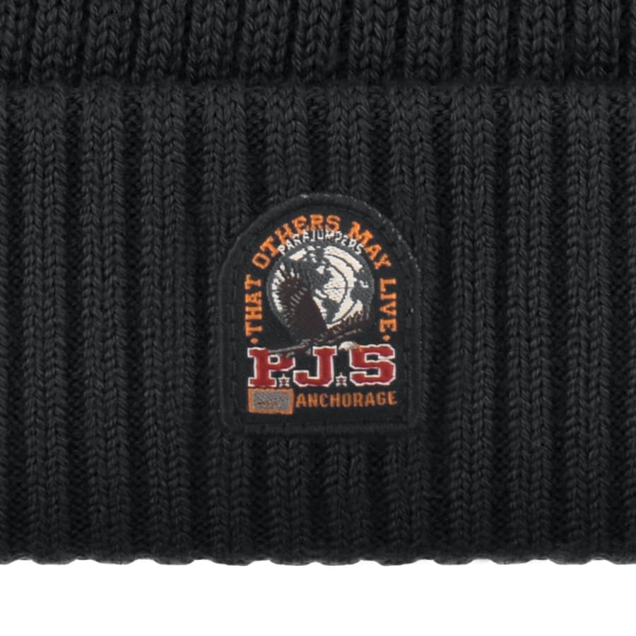 Image number 3 for Parajumpers Ribbed Beanie Hat Black