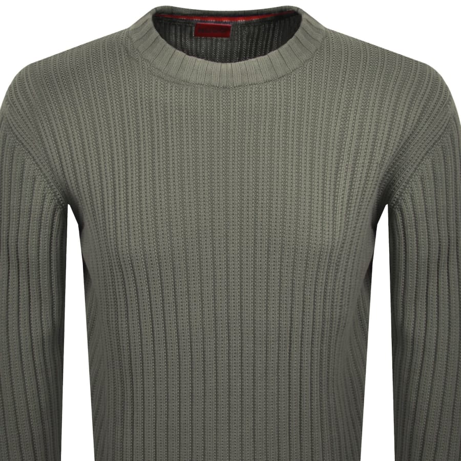 Image number 2 for HUGO Sribben Knit Jumper Green