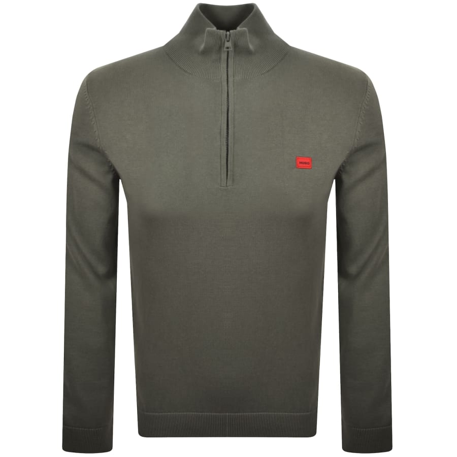 Image number 1 for HUGO San Quintus Knit Jumper Green