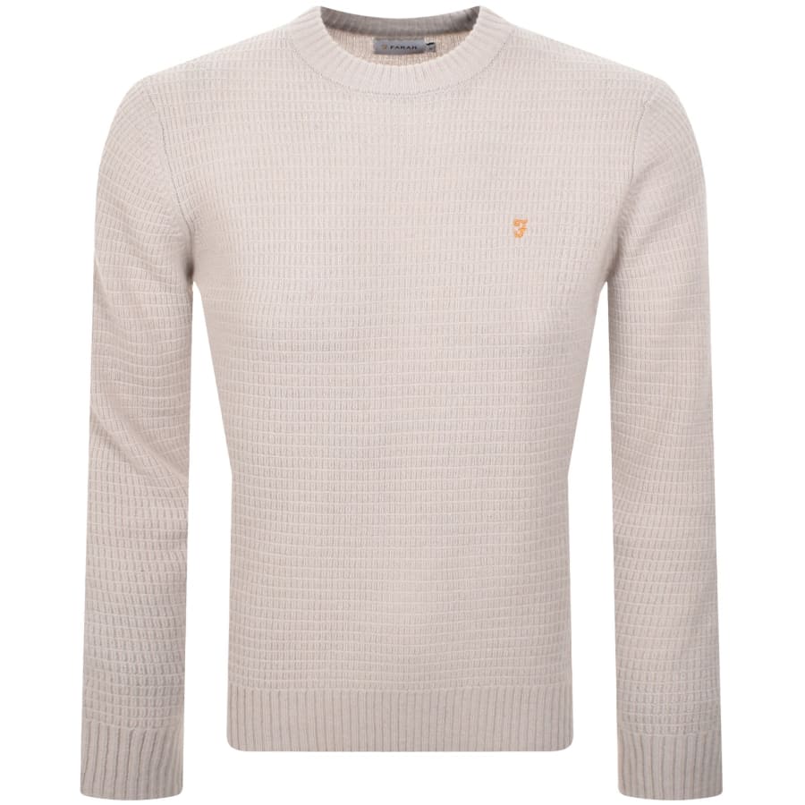Image number 1 for Farah Allerton Knit Jumper White Smoke Beige