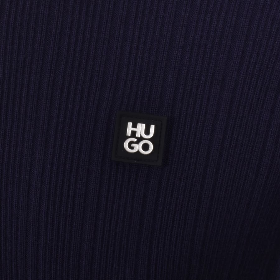 Image number 3 for HUGO Sastoro Knit Polo Jumper Navy