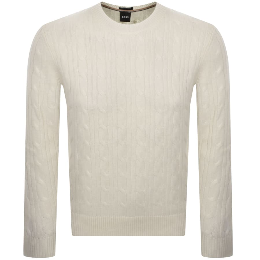 Image number 1 for BOSS Hetico Knit Jumper Cream