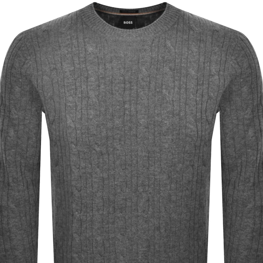 Image number 2 for BOSS Hetico Knit Jumper Grey