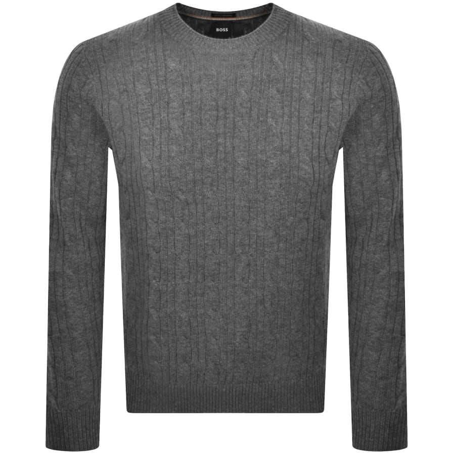 Image number 1 for BOSS Hetico Knit Jumper Grey