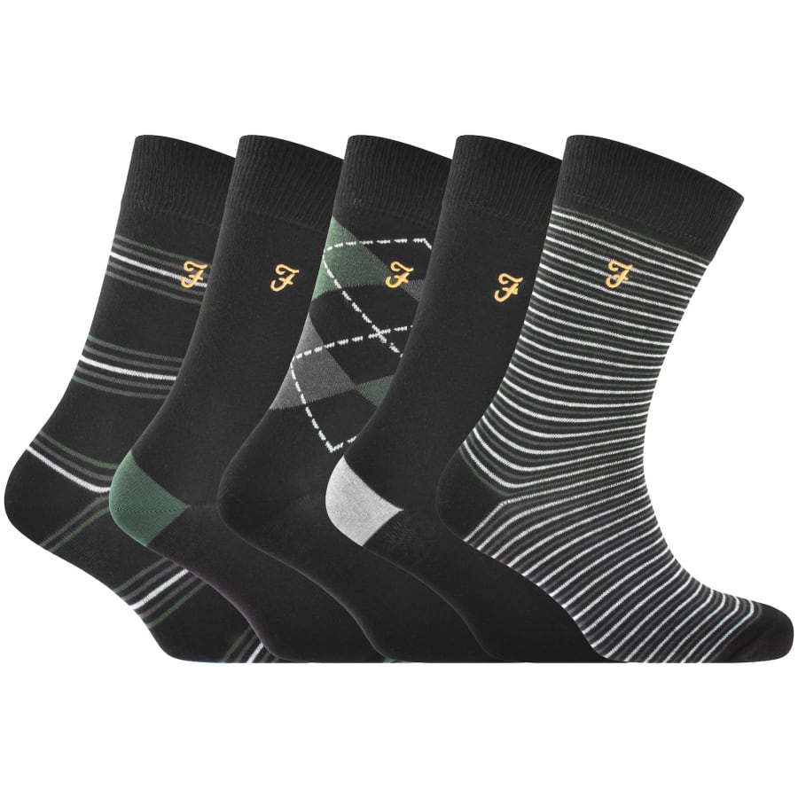Image number 1 for Farah Kibor 5 Pack Socks Black