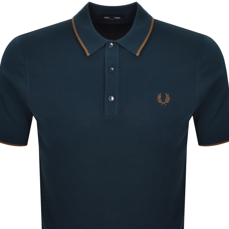 Image number 2 for Fred Perry Knit Polo T Shirt Dark Petrol Blue