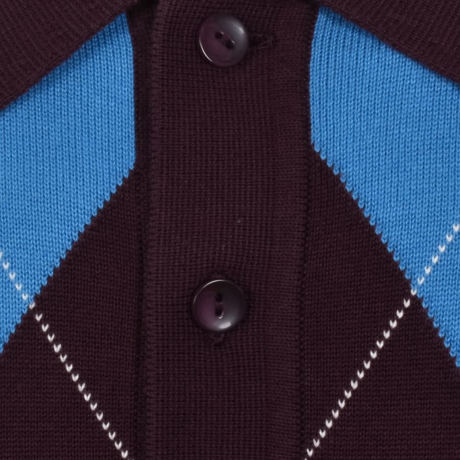 Image number 4 for Fred Perry Argyle Knited Polo Burgundy