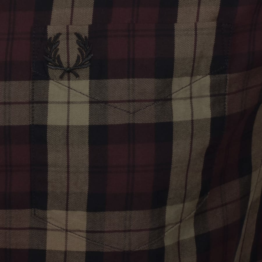 Image number 3 for Fred Perry Tartan Twill Shirt Burgundy