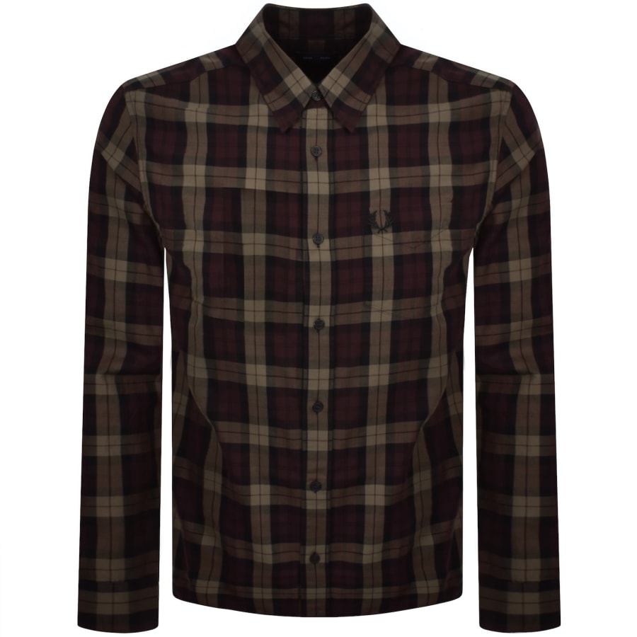 Image number 1 for Fred Perry Tartan Twill Shirt Burgundy