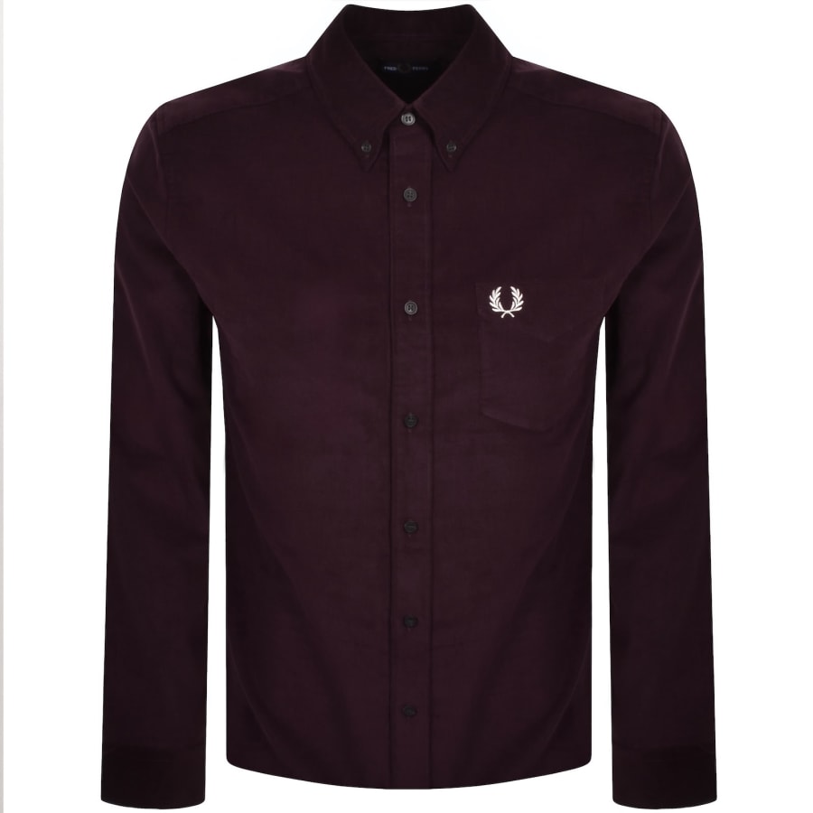 Image number 1 for Fred Perry Needle Corduroy Shirt Burgundy