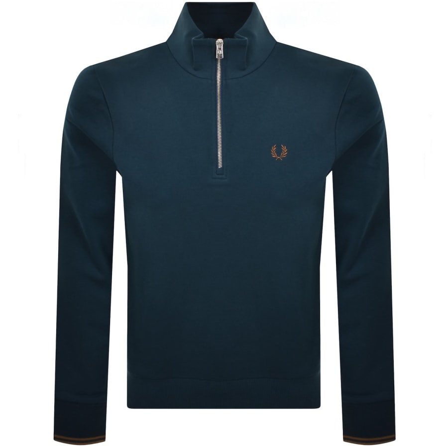 Image number 1 for Fred Perry Half Zip Sweatshirt Blue