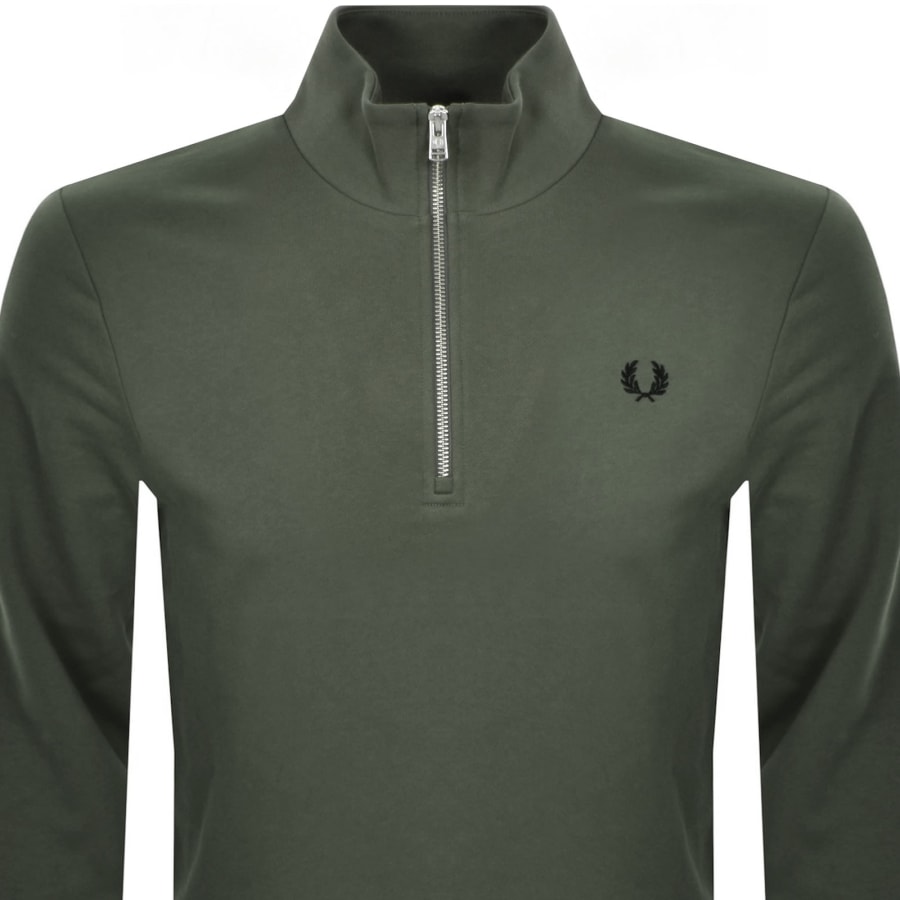 Image number 2 for Fred Perry Half Zip Sweatshirt Green