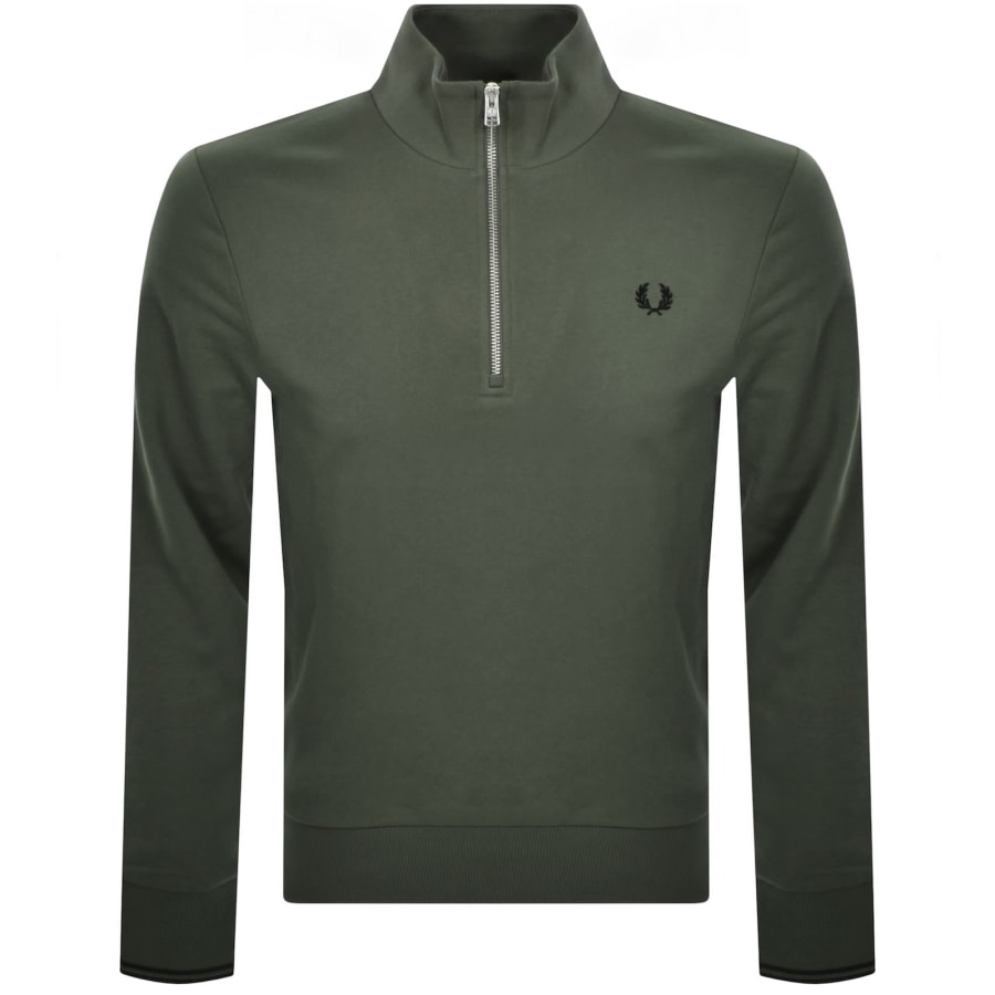 Image number 1 for Fred Perry Half Zip Sweatshirt Green