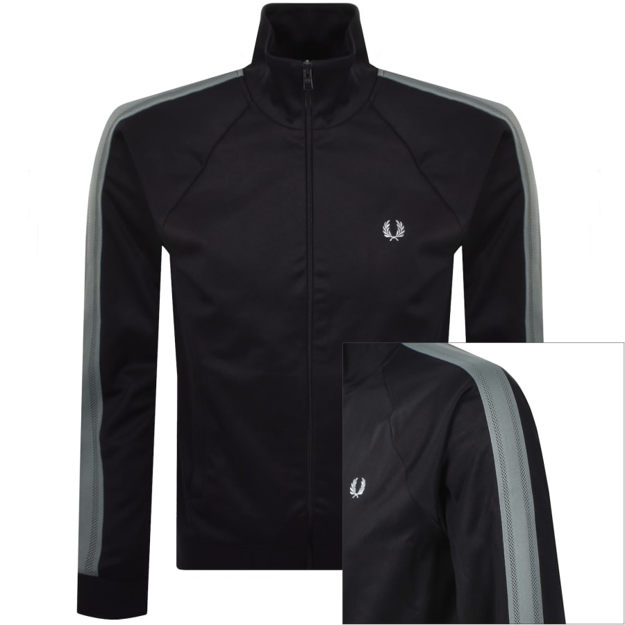 Image number 1 for Fred Perry Mesh Taped Track Jacket Navy