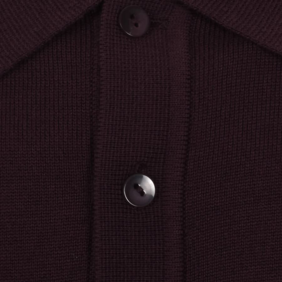 Image number 4 for Fred Perry Long Sleeve Knit Polo Oxblood