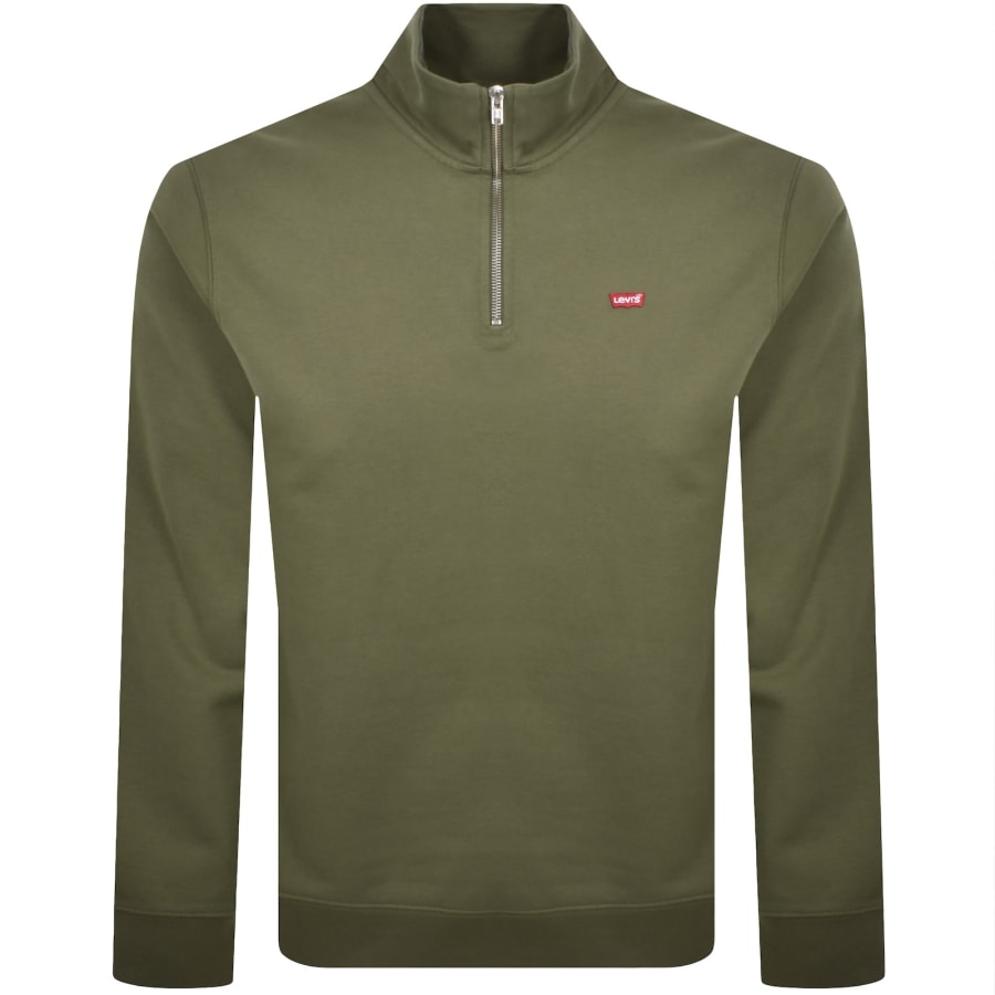 Image number 1 for Levis Original Quarter Zip Sweatshirt Green