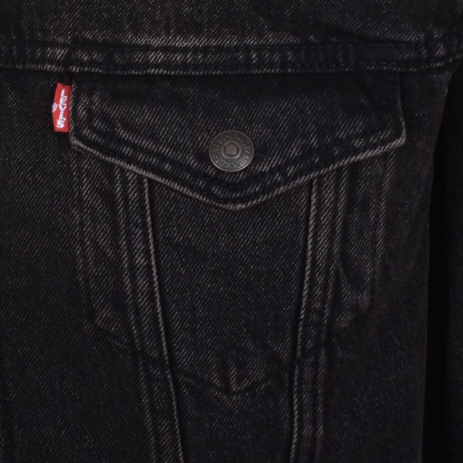 Image number 3 for Levis Denim Sherpa Trucker Jacket Black