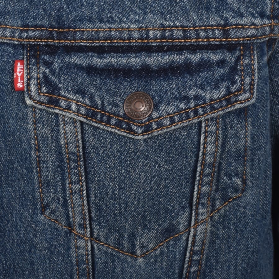 Image number 3 for Levis Denim Sherpa Trucker Jacket Blue
