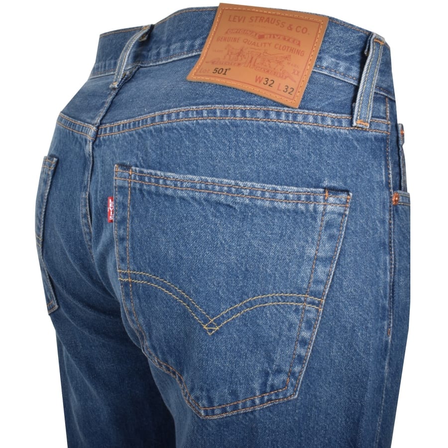 Image number 4 for Levis 501 Original Fit Mid Wash Jeans Blue