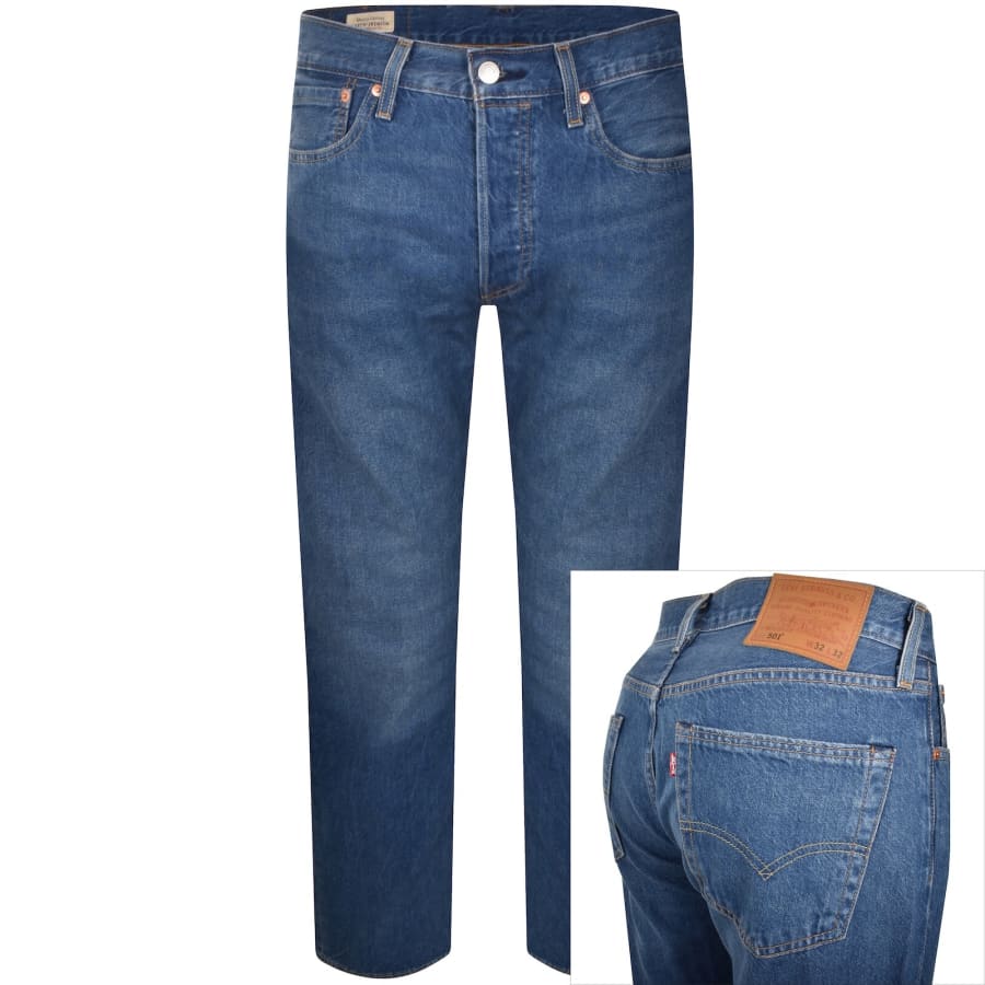 Image number 1 for Levis 501 Original Fit Mid Wash Jeans Blue