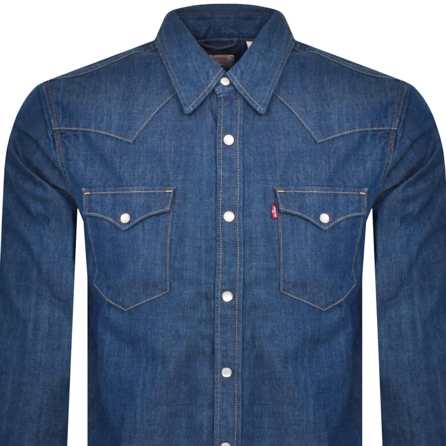 Image number 2 for Levis Barstow Denim Long Sleeve Shirt Blue